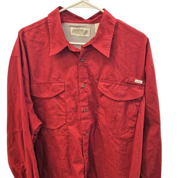 Outfitters Roundtree & Yorke Red Cotton Long Sleeve Vented Button Front Shirt - Picture 5 of 11